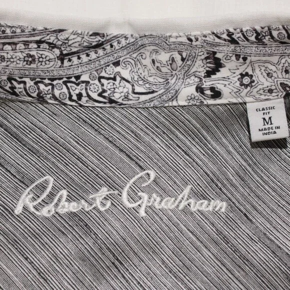 Robert Graham NWT Grand Palms Casual Button Down Shirt Sz M Classic Fit in White